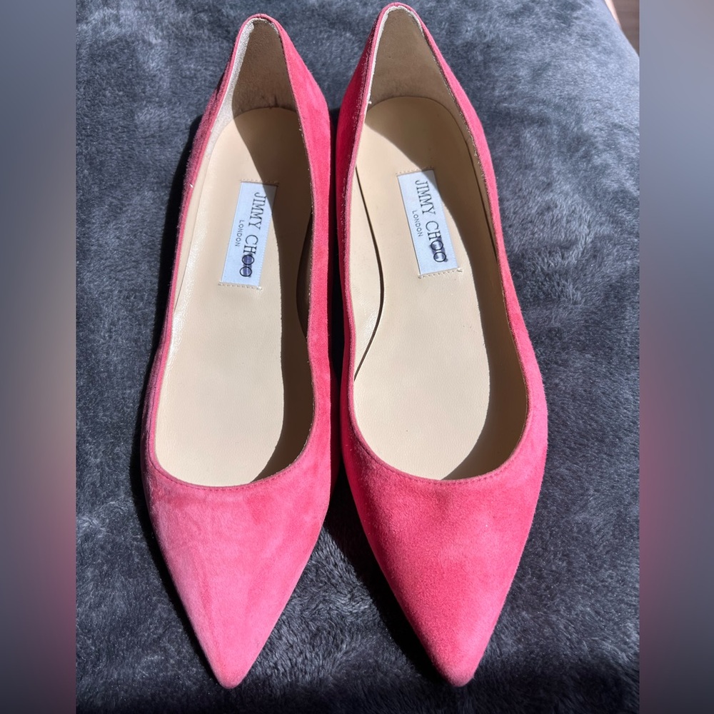Jimmy Choo Pink Suede Flats